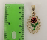 Plated Multicolor Rose Flower Pendant