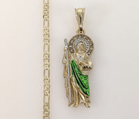 Plated Multicolor Saint Jude 3mm Figaro Chain Necklace