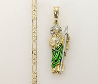 Plated Multicolor Saint Jude 4mm Figaro Chain Necklace