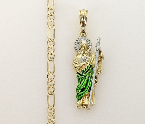 Plated Multicolor Saint Jude 4mm Figaro Chain Necklace