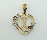 Plated Tri-Color Letter "I" Heart Pendant