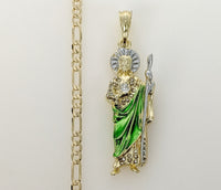 Plated Multicolor Saint Jude 4mm Figaro Chain Necklace