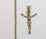 Plated Dainty Cross 2mm Rope/Braided Chain Necklace