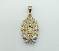 Plated Tri-Color Virgin Mary Pendant