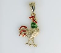 Plated Dainty Multicolor Rooster Pendant