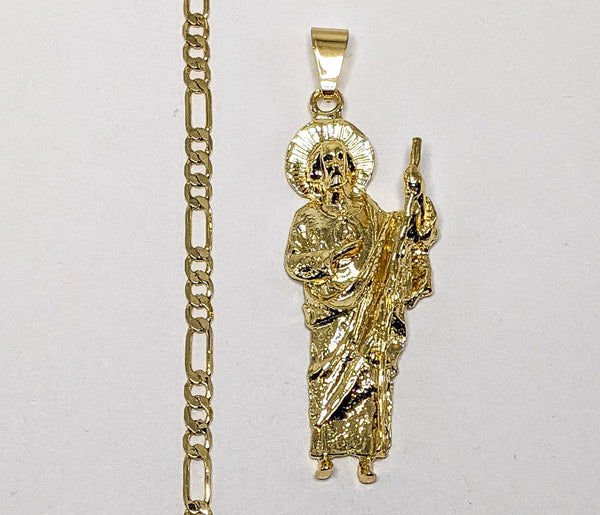 Plated Saint Jude 4mm Figaro Chain Necklace
