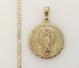 Plated Virgin Mary 3mm Figaro Chain Necklace