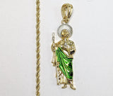 Plated Large Multicolor Saint Jude 3mm Rope/Braided Chain Necklace