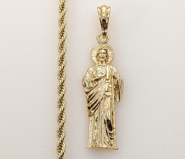 Plated Saint Jude 4mm Rope/Braided Chain Necklace