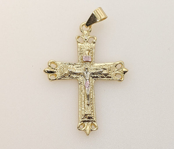 Plated Tri-Color Cross Pendant