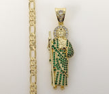 Plated Bling Saint Jude 5mm Figaro Chain Necklace*