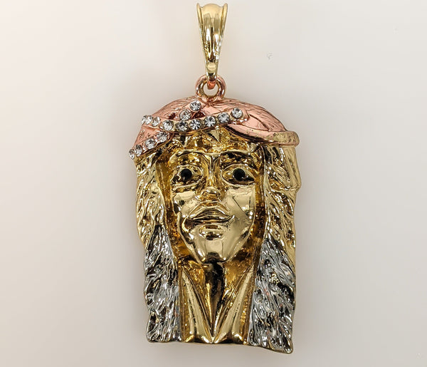 Plated Tri-Color Jesus Pendant