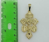 Plated Cross 4mm 14K Diamond Figaro Chain Necklace