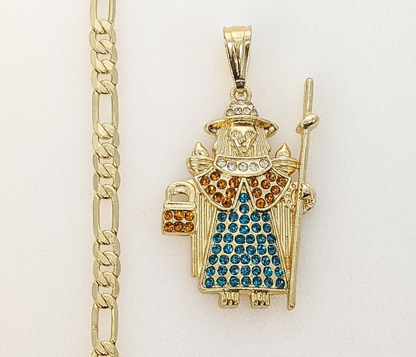 Plated Holy Infant of Atocha 5mm Figaro Chain Necklace
