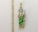 Plated Multicolor Saint Jude 4mm 14K Diamond Figaro Chain Necklace