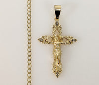 Plated Cross 3mm Cuban Chain Necklace