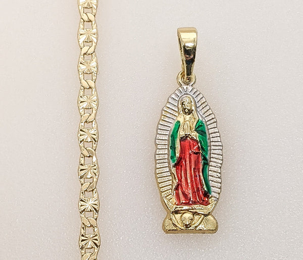 Plated Dainty Multicolor Virgin Mary 3mm Star Chain Necklace