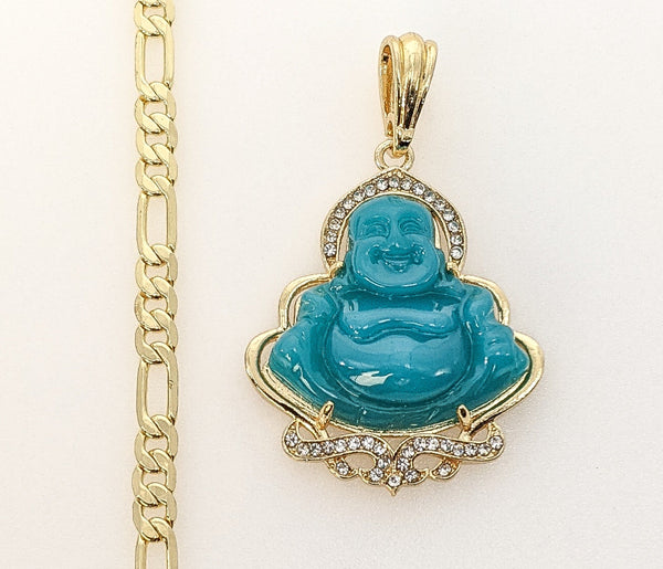 Plated Buddha 5mm Figaro Chain Necklace