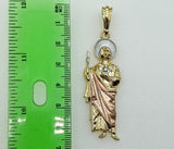 Plated Large Tri-Color Saint Jude 4mm 14K Diamond Figaro Chain Necklace