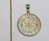 Plated Tri-Color Aztec Calendar 2mm Rope/Braided Chain Necklace