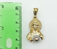 Plated Tri-Color Sacred Heart of Jesus 4mm Rope/Braided Chain Necklace
