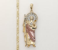 Plated Tri-Color Saint Jude 4mm Figaro Chain Necklace