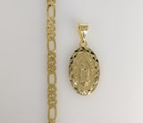 Plated Virgin Mary 5mm Figaro Chain Necklace