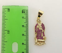 Plated Virgin Mary 4mm Figaro Chain Necklace