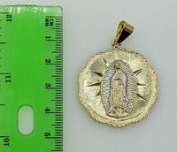 Plated Tri-Color Virgin Mary Pendant