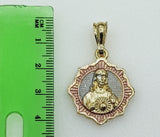 Plated Tri-Color Sacred Heart of Jesus 3mm Figaro Chain Necklace
