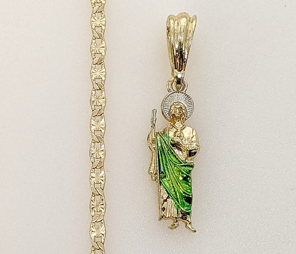 Plated Dainty Multicolor Saint Jude 3mm Star Chain Necklace