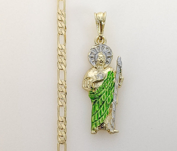 Plated Multicolor Saint Jude 4mm Figaro Chain Necklace