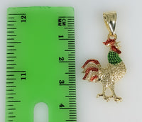 Plated Dainty Multicolor Rooster Pendant