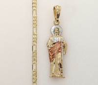 Plated Tri-Color Saint Jude 4mm Figaro Chain Necklace