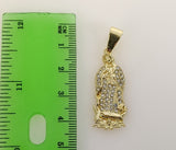 Plated Virgin Mary 4mm 14K Diamond Cut Figaro Chain Necklace