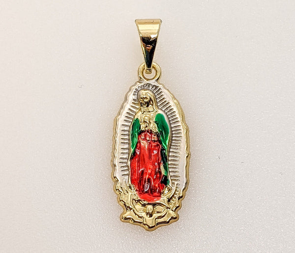 Plated Multicolor Virgin Mary Pendant