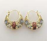 Plated Tri-Color Virgin Mary Basket Earring