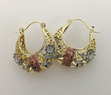 Plated Tri-Color Virgin Mary Basket Earring