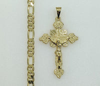 Plated Cross 5mm Figaro Chain Necklace