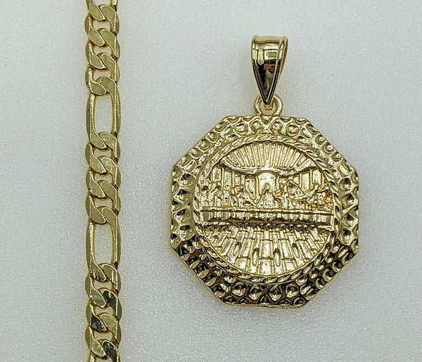 Plated The Last Supper 5mm Figaro Chain Necklace