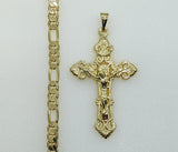 Plated Cross 5mm Figaro Chain Necklace