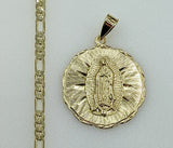 Plated Virgin Mary 4mm Figaro Chain Necklace