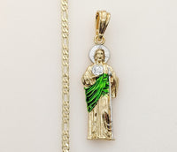 Plated Multicolor Saint Jude 3mm Figaro Chain Necklace