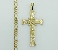 Plated Cross 5mm Figaro Chain Necklace