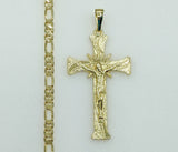 Plated Cross 5mm Figaro Chain Necklace