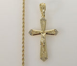 Plated Cross 2mm Rope/Braided Chain Necklace