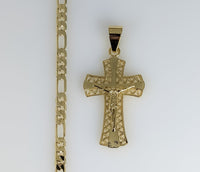 Plated Cross 3mm Figaro Chain Necklace