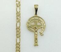 Plated Cross 5mm Figaro Chain Necklace