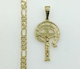 Plated Cross 5mm Figaro Chain Necklace