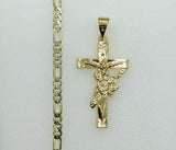 Plated Cross 3mm Figaro Chain Necklace